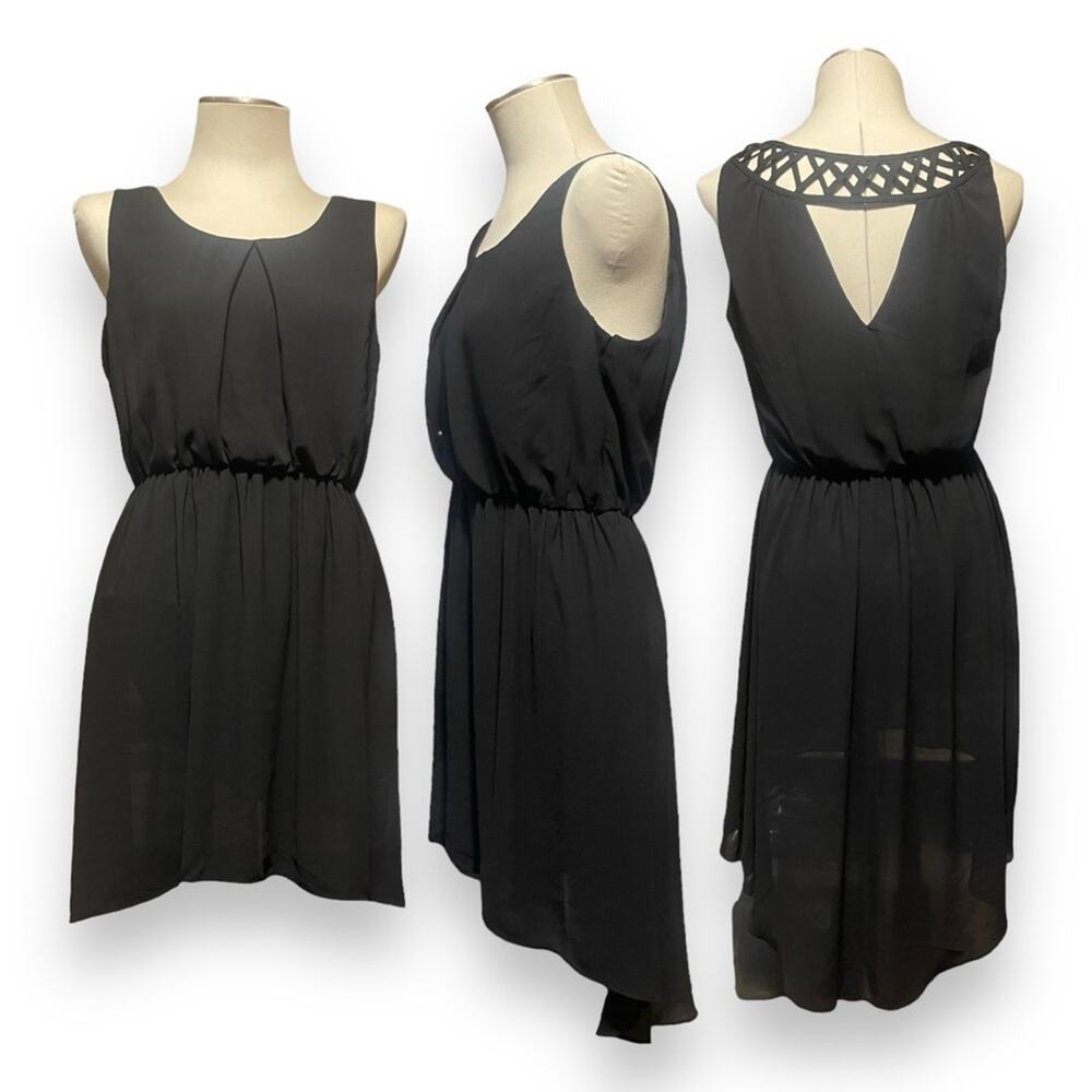 By & By High Low Crisscross Back Sleeveless Lightweight Dress Black Large